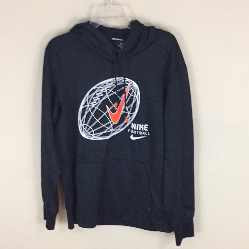Nike Football Black Performance Hoodie Large Football with Swoosh Size Large